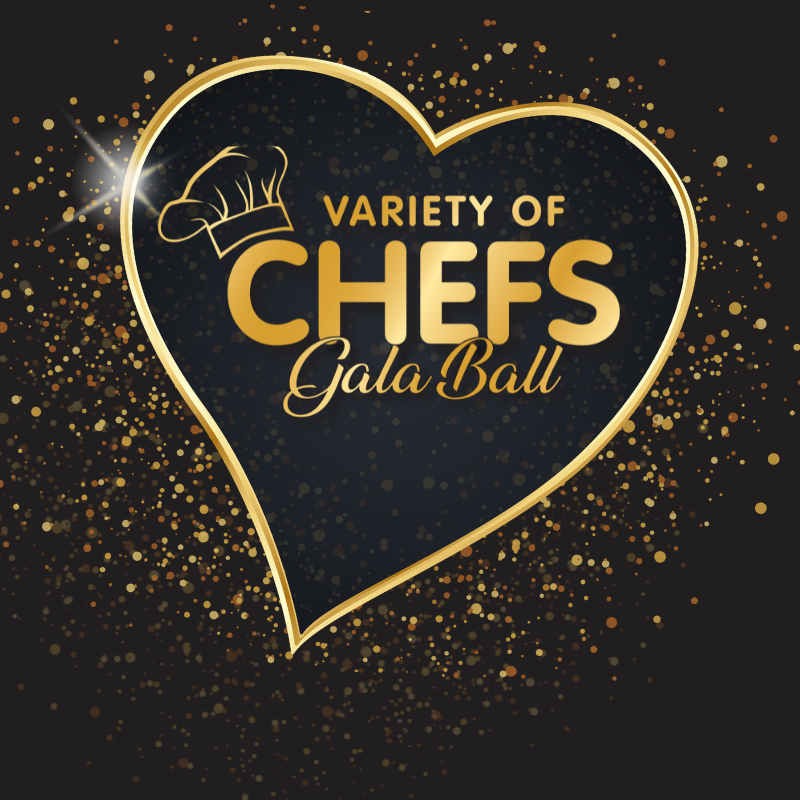 gold heart with gold sparkles Variety of Chefs Gala Ball